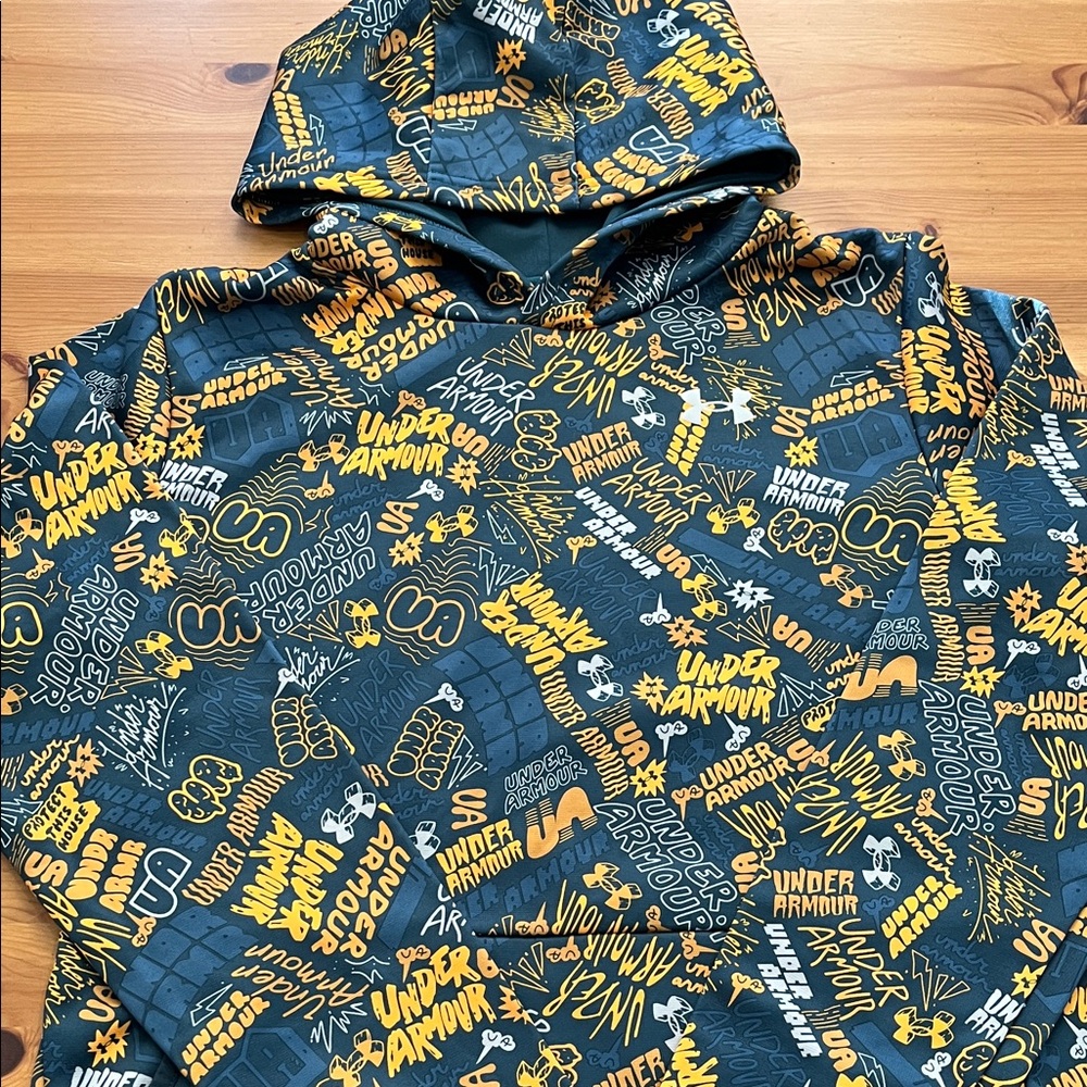 Youth Under Armour Yellow and Black Graphic Hoodie